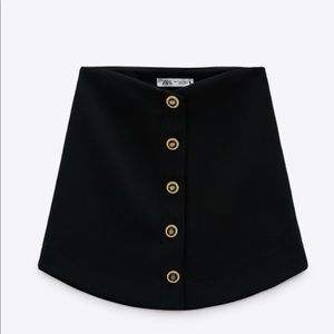 NWT Zara black gold button mini skirt blogger fave XS